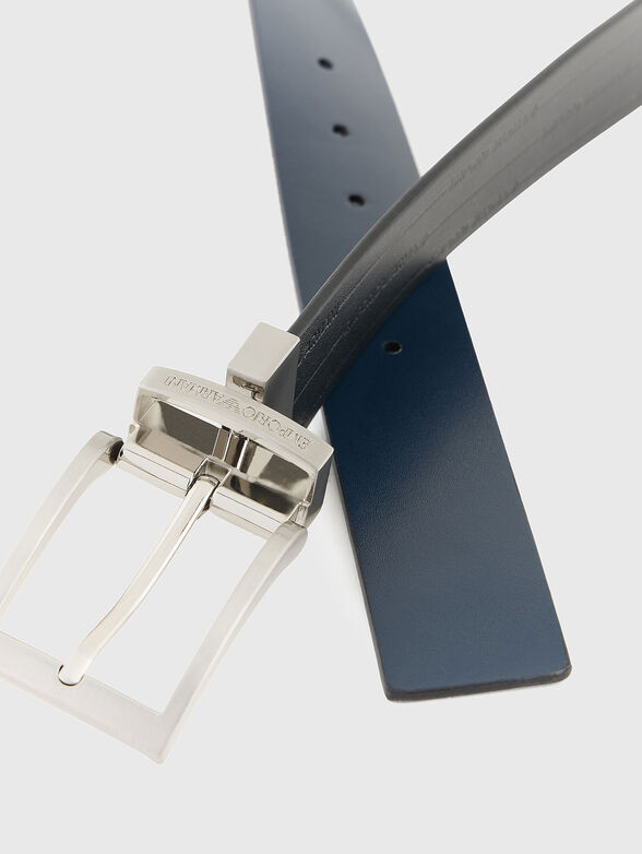 Reversible leather belt with embossed logo - 2