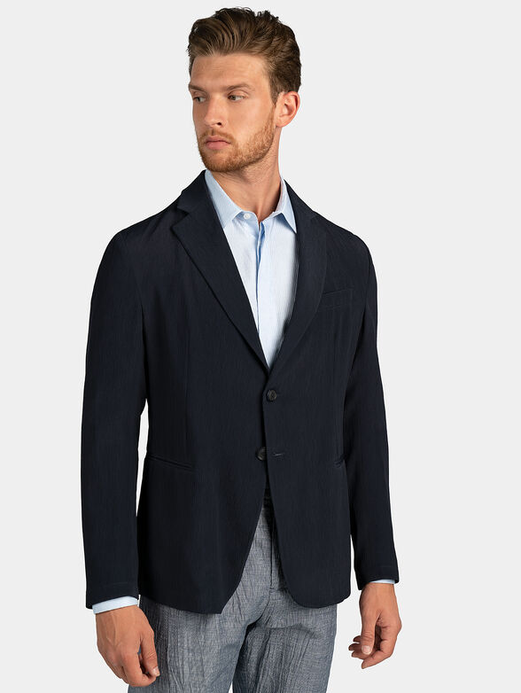 Dark blue jacket with wrinkled effect - 1