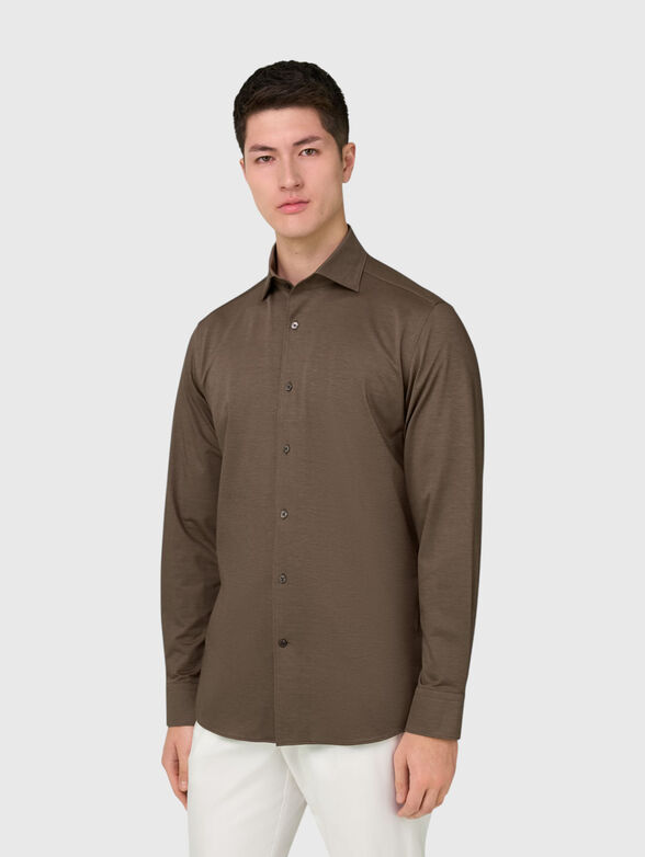 Brown long-sleeved shirt - 1