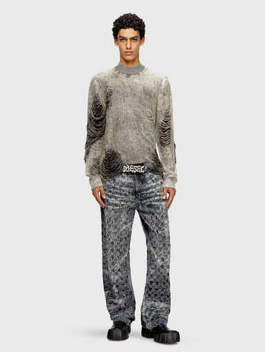 K-FJORDI cotton sweater with accent rips - 3