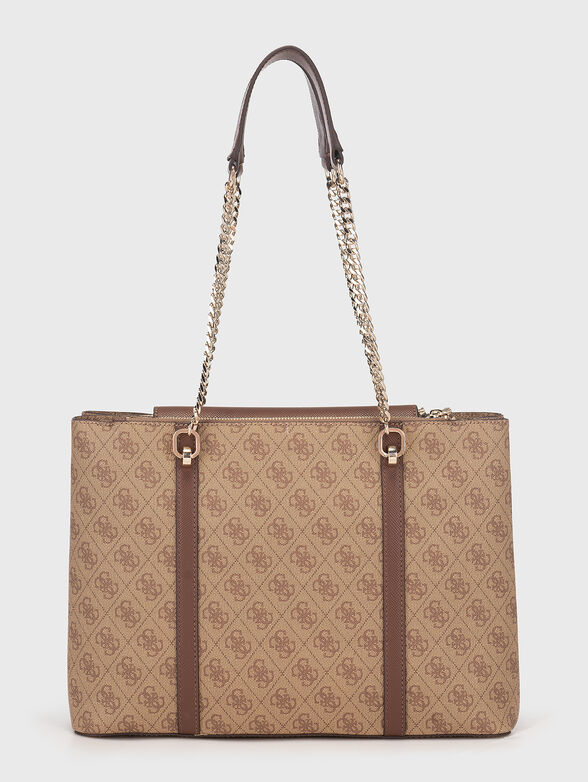 Bag with monogram pattern in beige brand GUESS — Globalbrandsstore.com/en