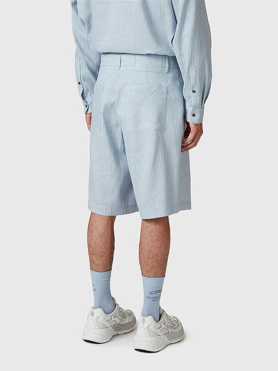 Къси раирани панталони от лен и памук - 2