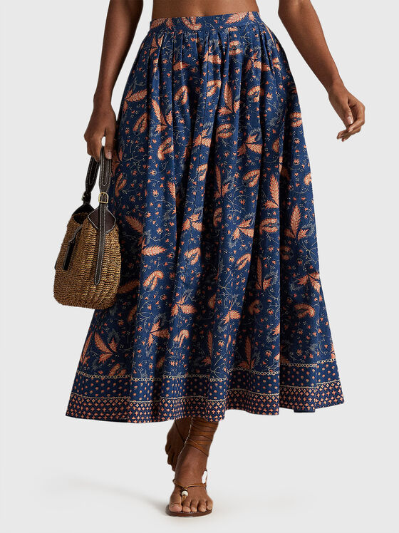 Cotton poplin skirt with floral motif - 1