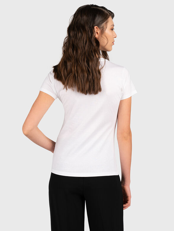 White T-shirt with print and rhinestones - 3