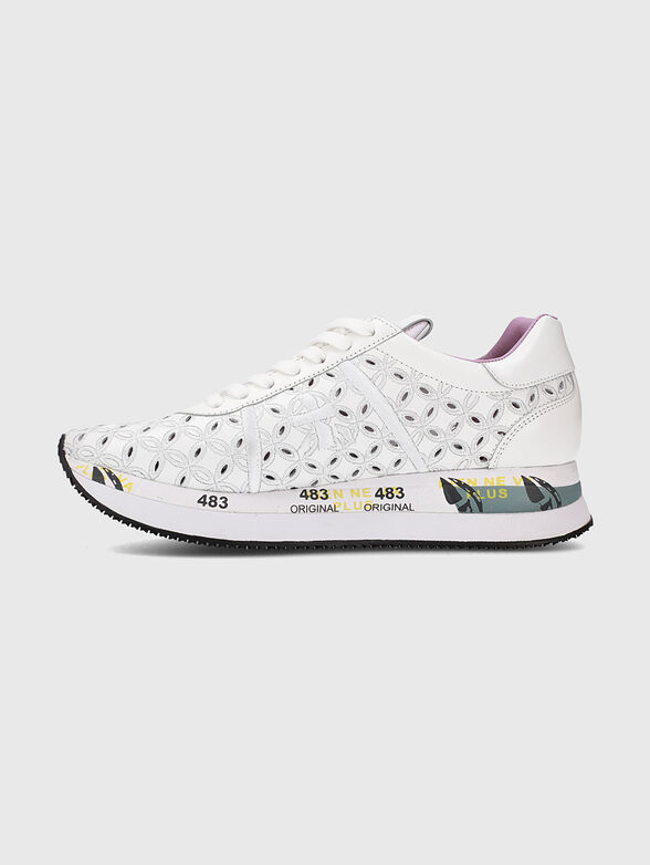 CONNY leather sneakers with perforated texture - 4