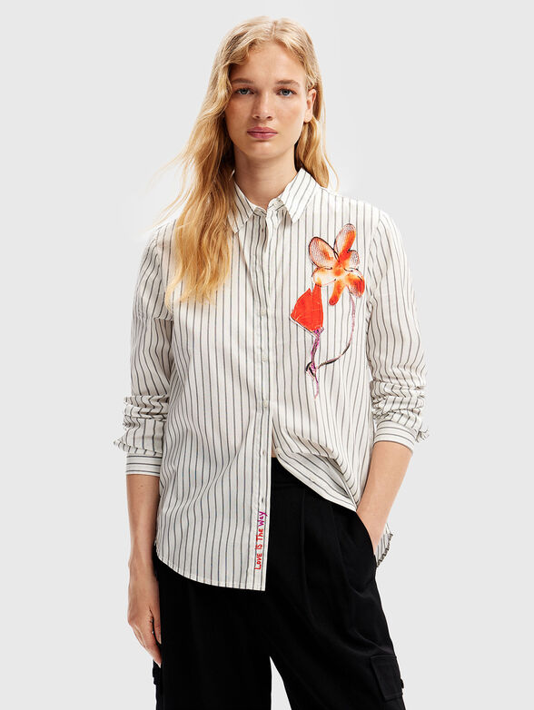 FLORENCA striped shirt with contrast elements - 1