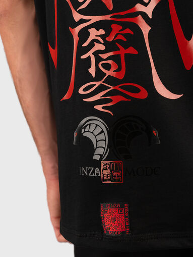 Black oversized T-shirt with print - 3
