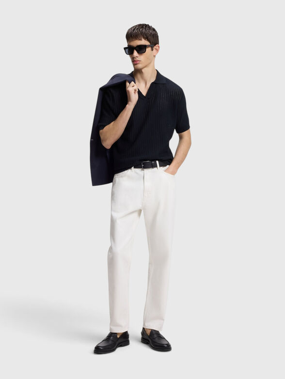 Knited dark blue polo shirt - 3