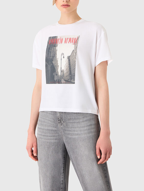 White T-shirt with accent print - 1