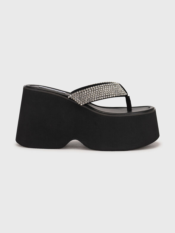 GWEN-R black sandals with applied crystals - 1