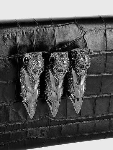 Leather bag with croc effect and rhinestones - 4
