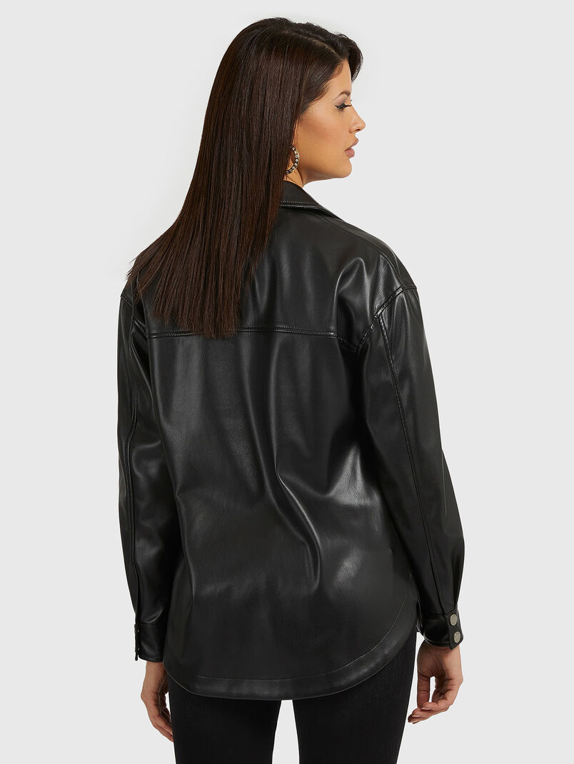 CAROLA black shirt from eco leather - 3