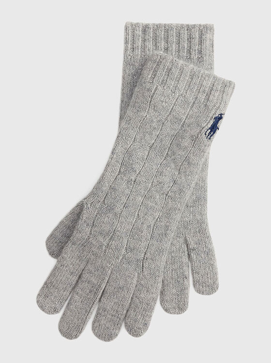 Ръкавици от вълна в сив цвят - 1