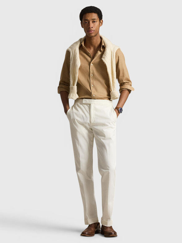 Beige linen-blend shirt - 2