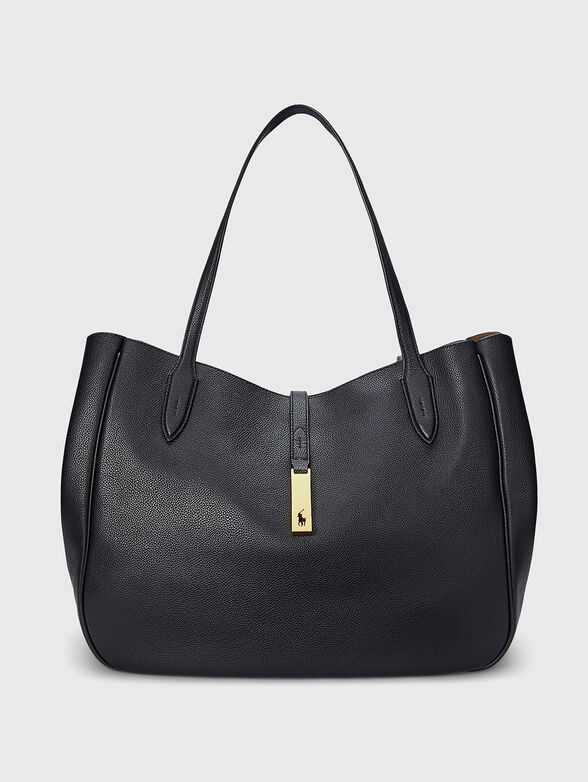 Black leather tote bag - 1