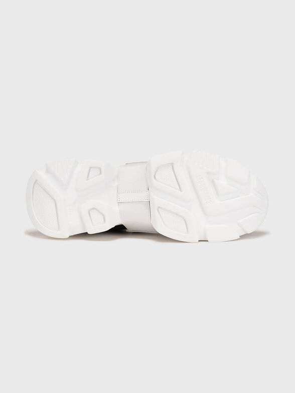 Black leather sneakers with contrast sole - 5