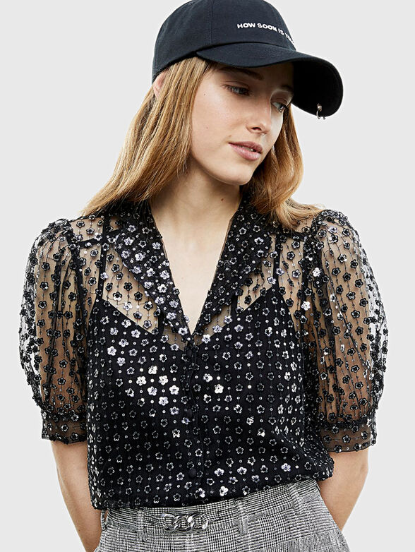 Black shirt with sequins - 3