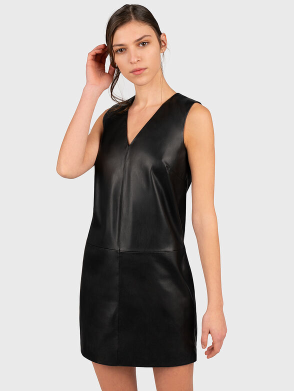 Black faux leather dress - 1