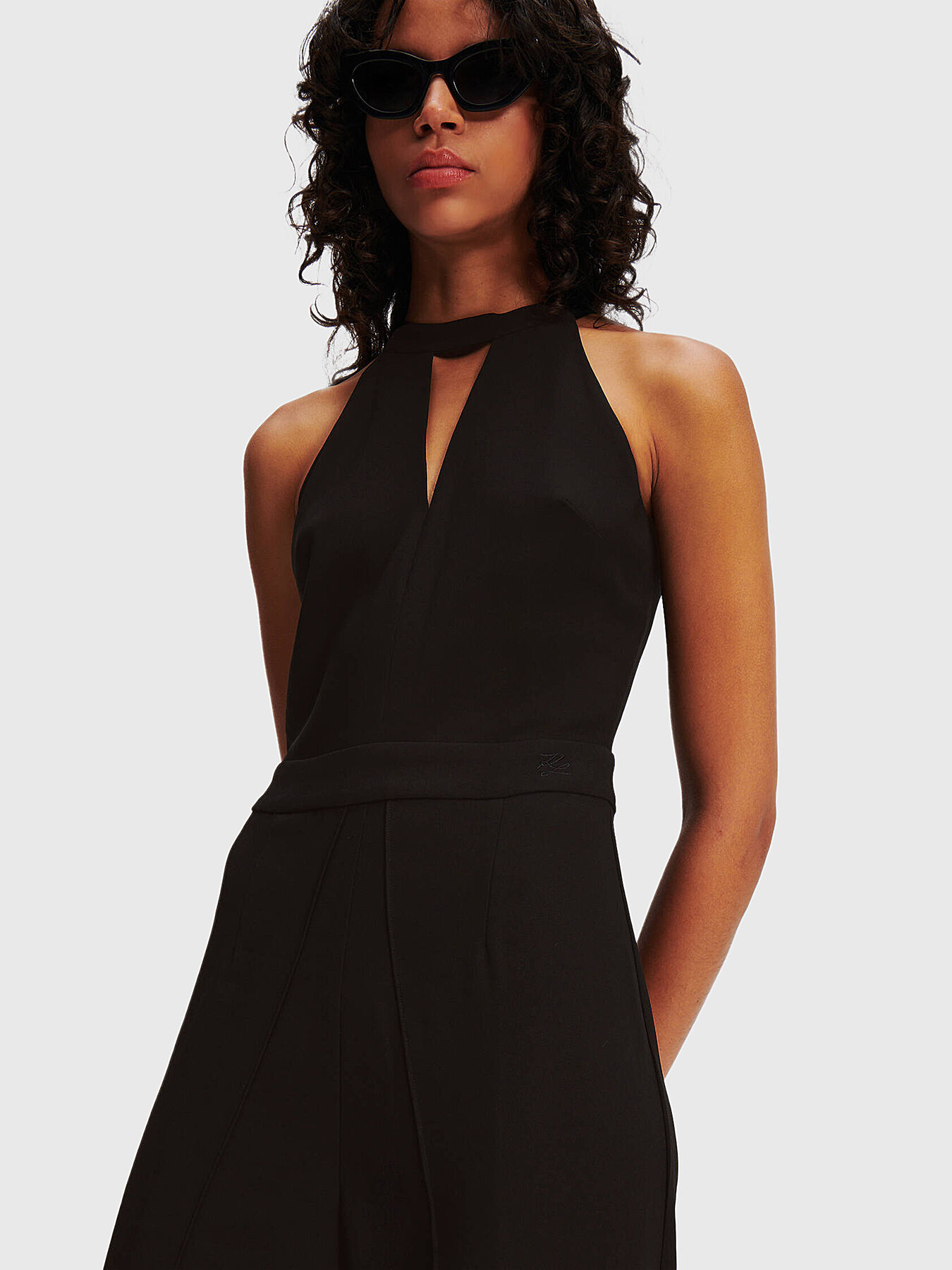 Black jumpsuit with halter neck brand Karl Lagerfeld