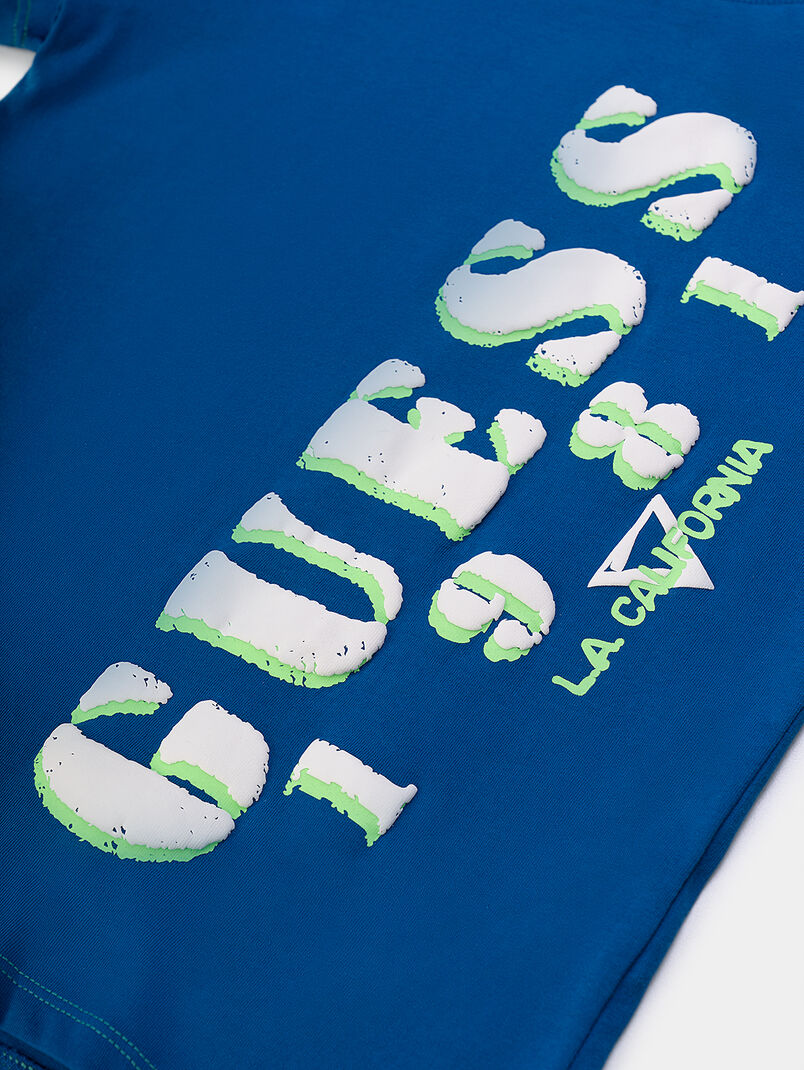 Blue T-shirt with logo print - 3