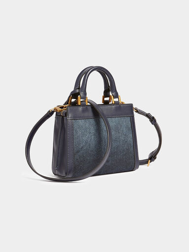 KATEY denim bag with rhinestone logo motifs - 4