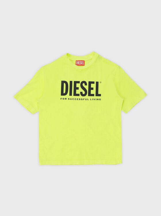 Жълта тениска с лого принт - 1