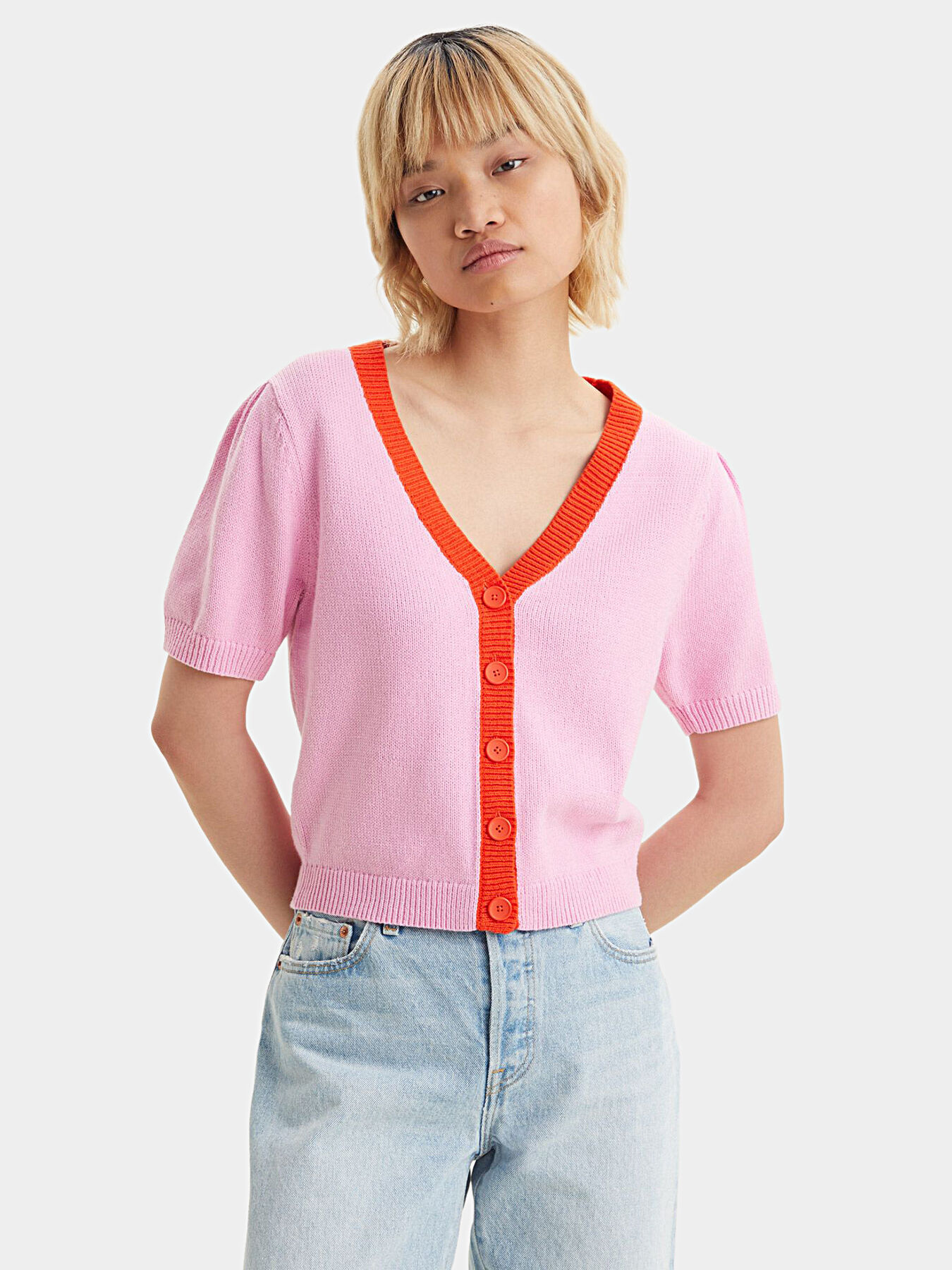 JOSIE short sleeve cardigan in pink brand LEVI S Globalbrandsstore en