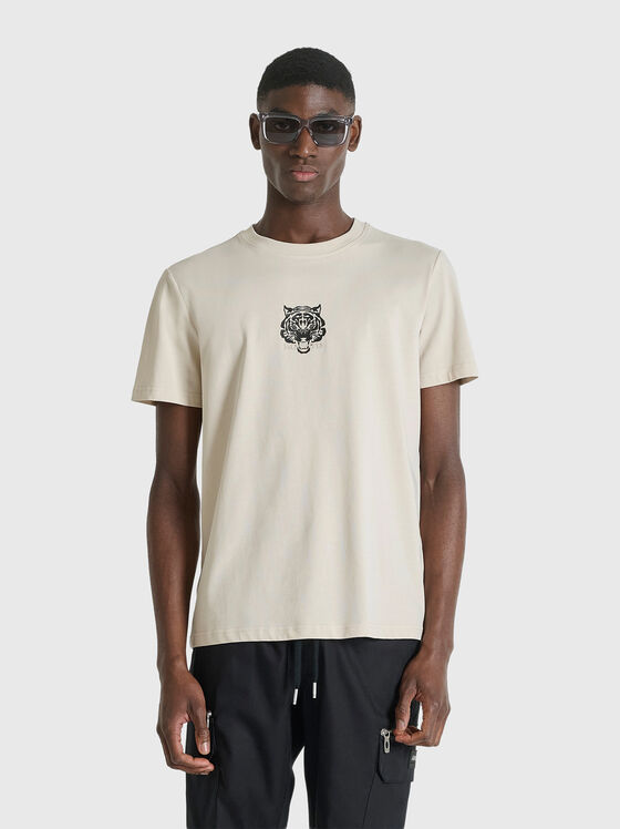 Памучна тениска с контрастно лого - 1