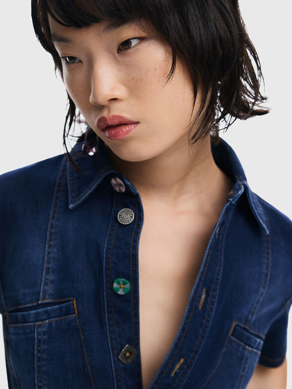 Denim dress with waist belt  - 3