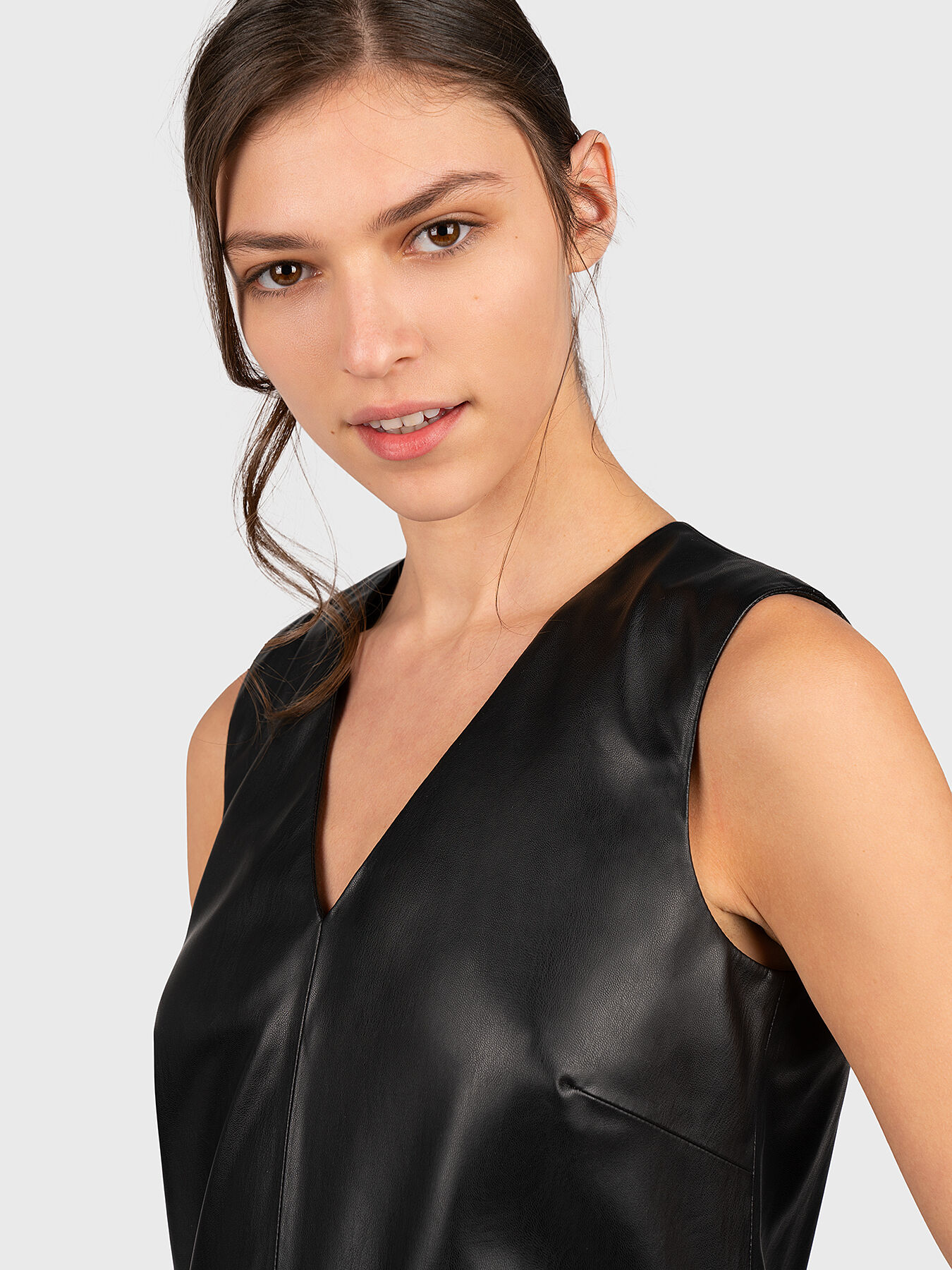 Black faux leather dress brand TRUSSARDI — Globalbrandsstore