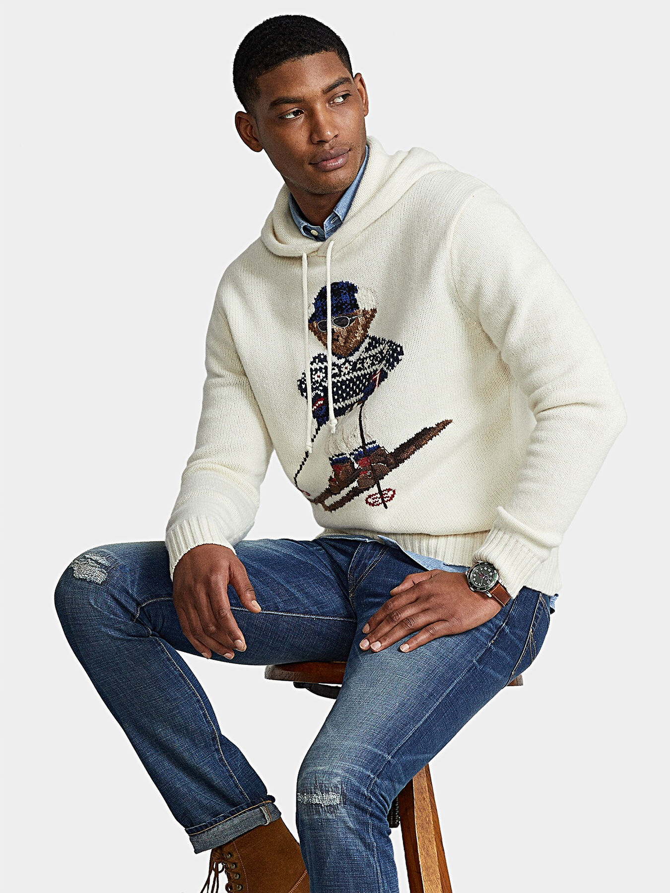 Polo bear hot sale hooded sweater
