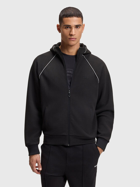 Hoodie with zip and contrast trim - 1