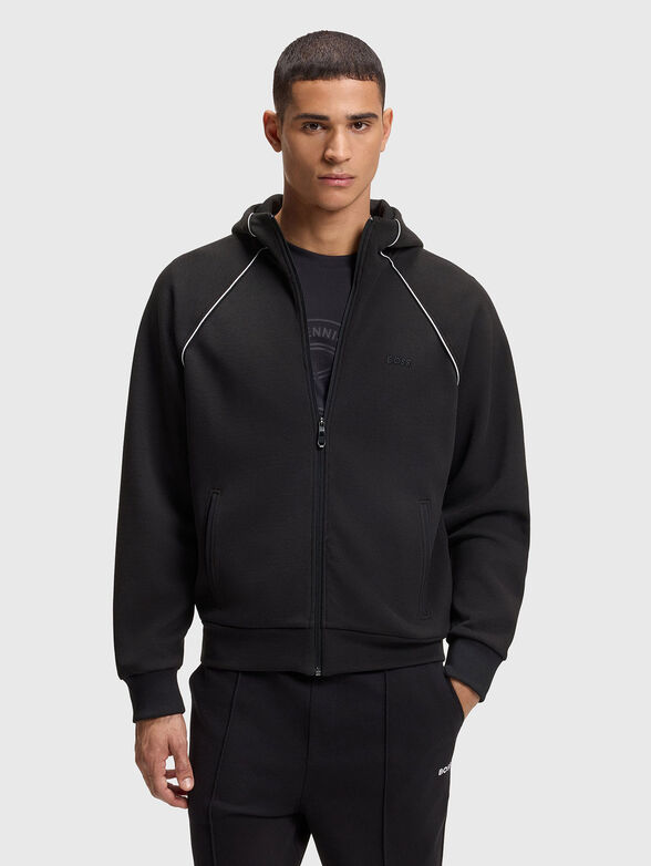 Hoodie with zip and contrast trim - 1