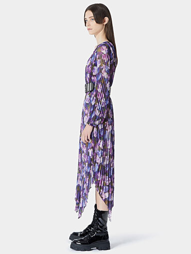 Pleated asymmetric dress with floral print - 5