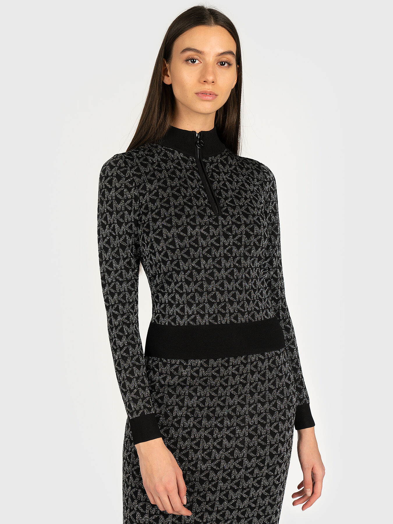 Half zip sweater with metallic threads brand MICHAEL KORS Globalbrandsstore en