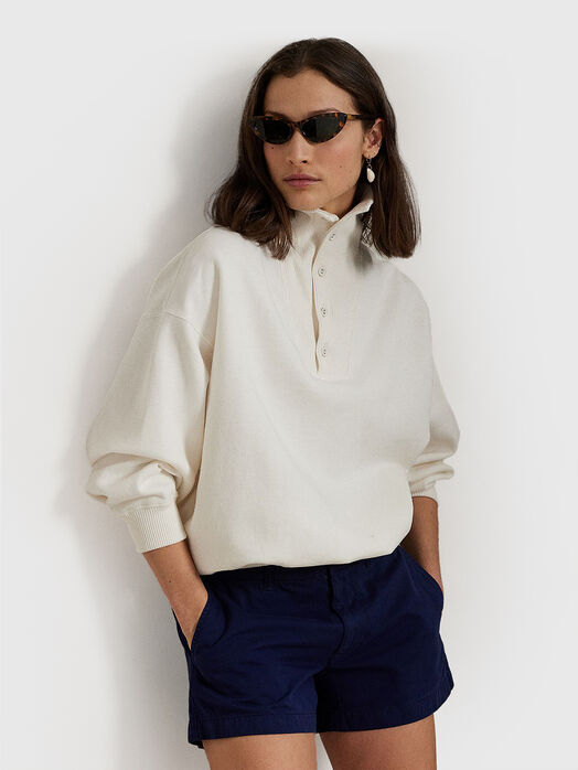 Sweatshirt with high collar and buttons