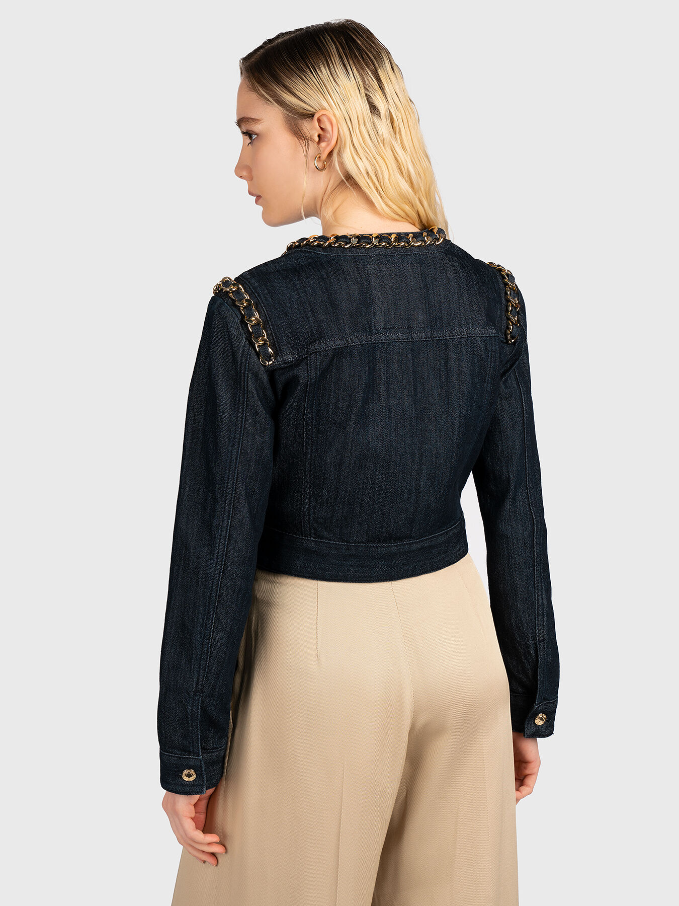 Michael kors cropped denim jacket new arrivals