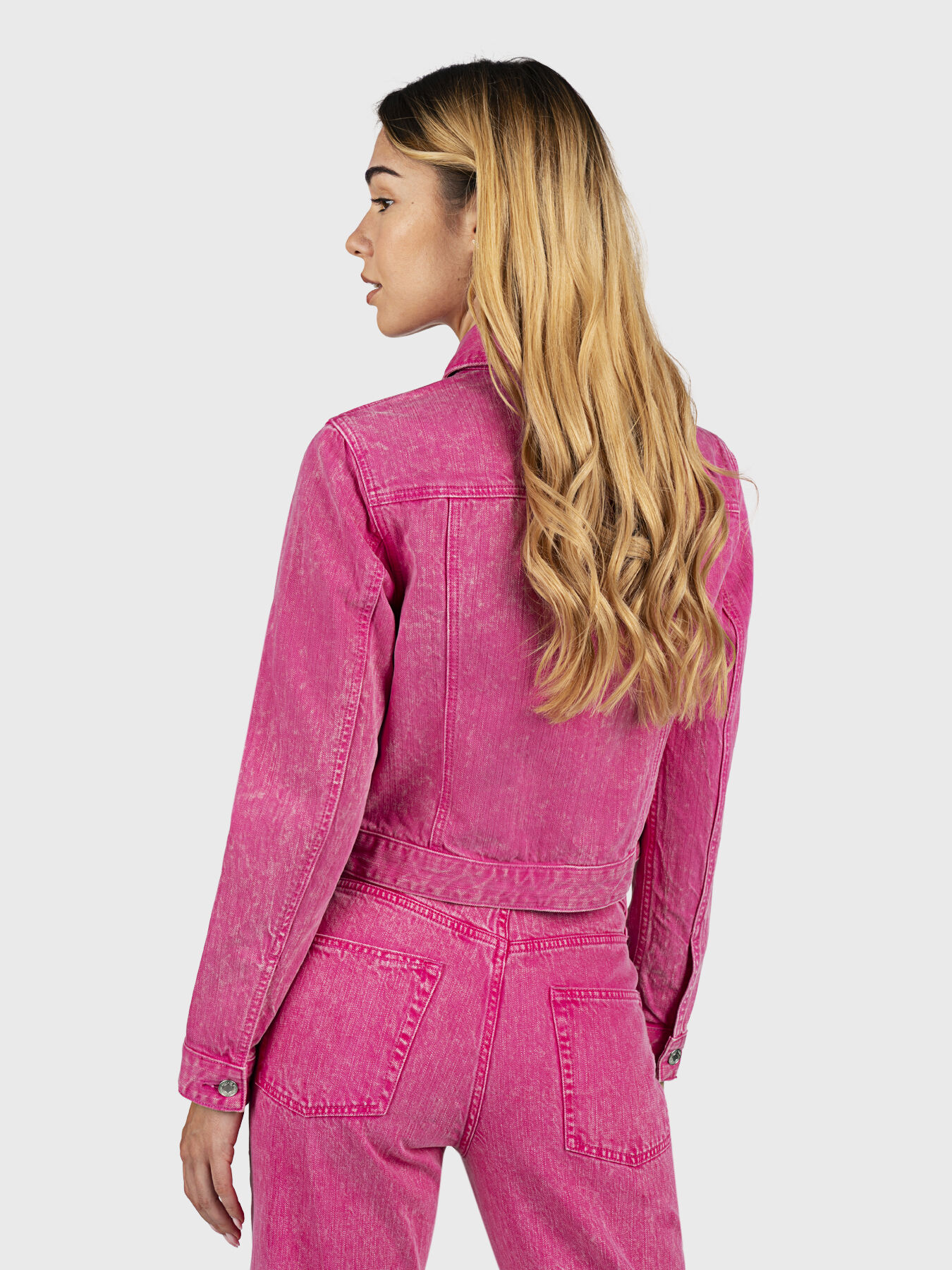 Denim jacket in pink color brand MICHAEL KORS