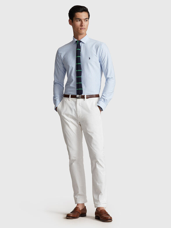 Shirt with striped pattern and logo embroidery - 2