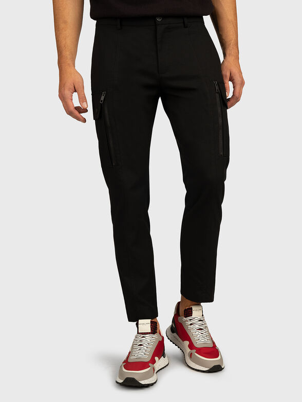 RON black trousers with accent zips  - 1
