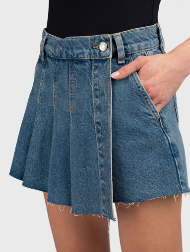 Pleated denim trouser-skirt - 4