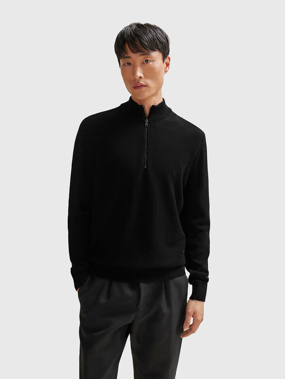 Cotton sweater in black  - 1