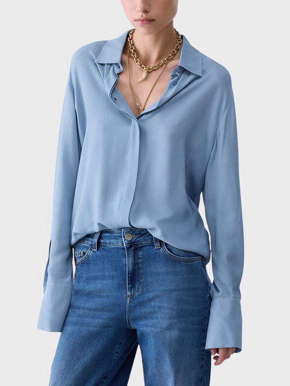 Blue viscose shirt - 1