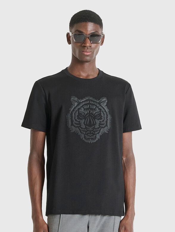 Cotton T-shirt with oval neckline - 1