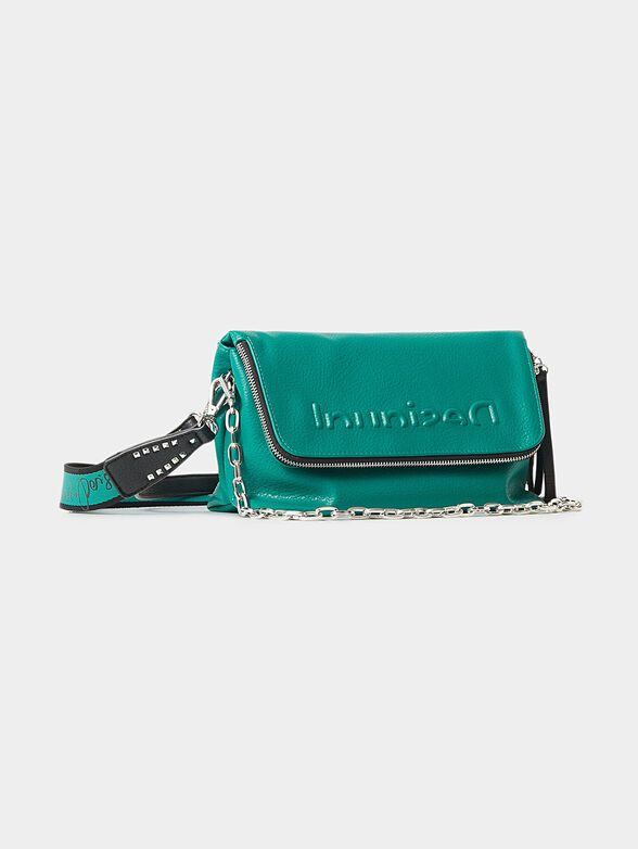 Crossbody bag in green color with zipper - 3