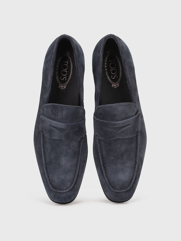 Suede dark blue loafers - 6
