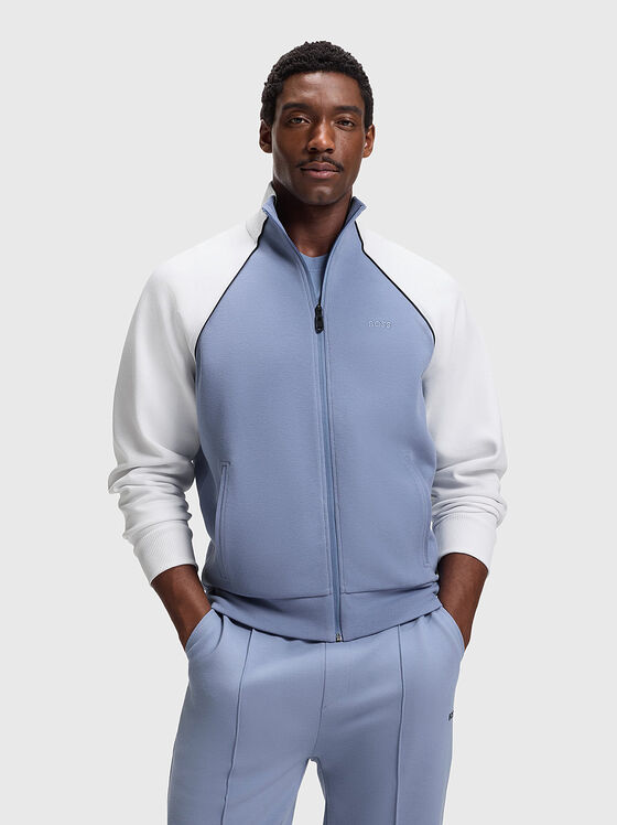 Cotton blend sweatshirt with contrast piping - 1