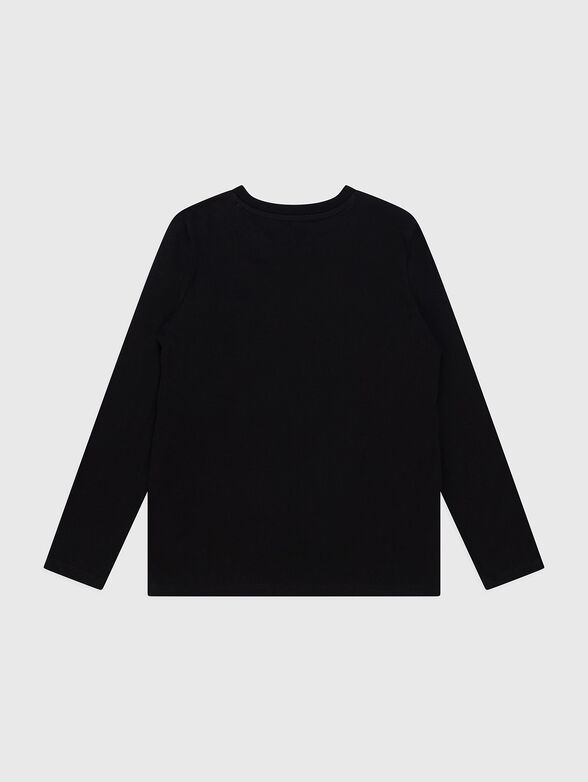 Black cotton blouse with logo print - 2