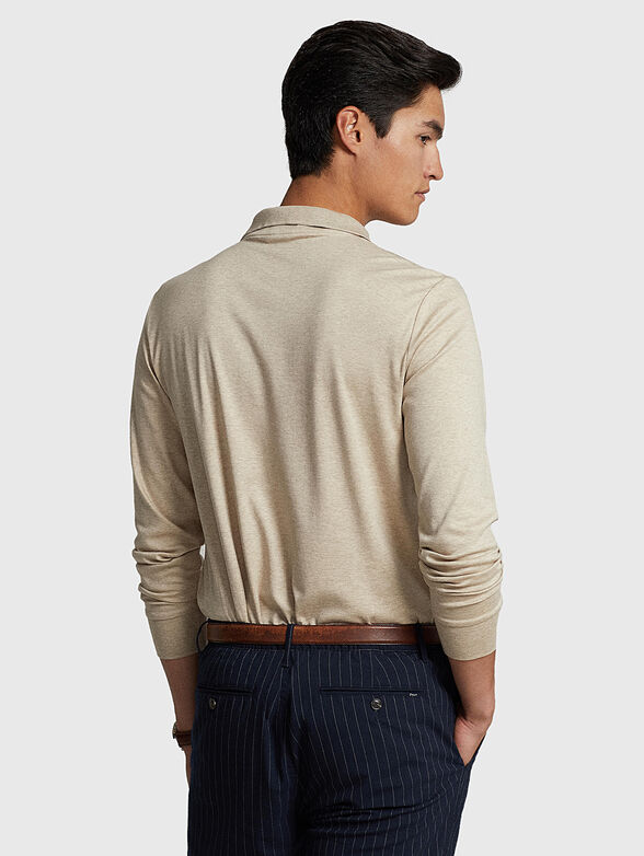 Beige Polo-shirt with long sleeves - 3