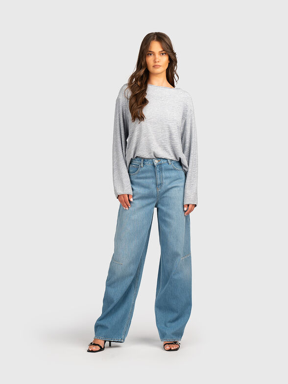 Long sleeved blouse with oval neckline - 2